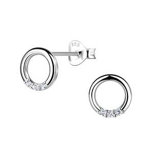 Wholesale Sterling Silver Circle Ear Studs - JD24076 Wholesale Sterling Silver Circle Ear Studs - JD24076