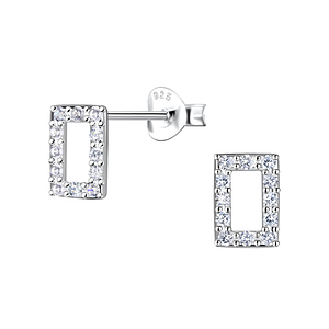 Wholesale Sterling Silver Rectangle Ear Studs - JD24079