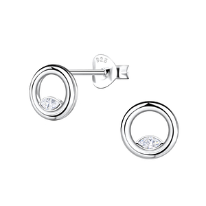 Wholesale Sterling Silver Circle Ear Studs - JD24081 Wholesale Sterling Silver Circle Ear Studs - JD24081