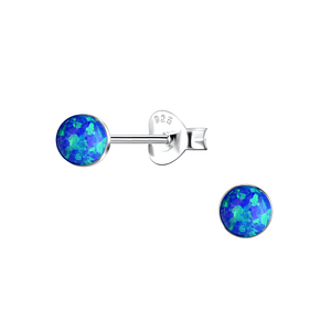 Wholesale 4mm Round Opal Sterling Silver Ear Studs - JD24402