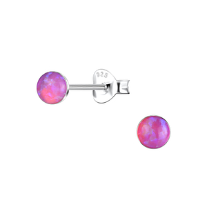Wholesale 4mm Round Opal Sterling Silver Ear Studs - JD24402