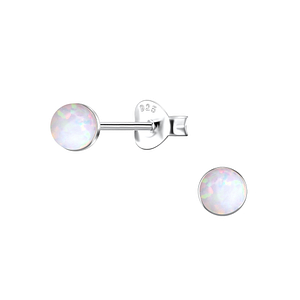 Wholesale 4mm Round Opal Sterling Silver Ear Studs - JD24402