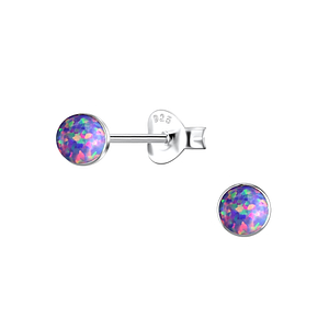Wholesale 4mm Round Opal Sterling Silver Ear Studs - JD24402