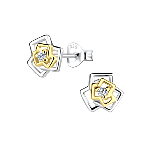 Wholesale Sterling Silver Rose Flower Ear Studs - JD24354