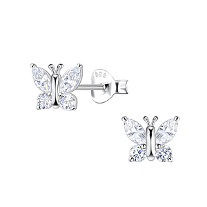 Wholesale Sterling Silver Butterfly Ear Studs - JD21876 Wholesale Sterling Silver Butterfly Ear Studs - JD21876