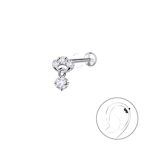 Wholesale Sterling Silver Geometric with Hanging Stone with Titanium Labret - JD23971
