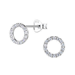 Wholesale Sterling Silver Circle Ear Studs - JD24078 Wholesale Sterling Silver Circle Ear Studs - JD24078