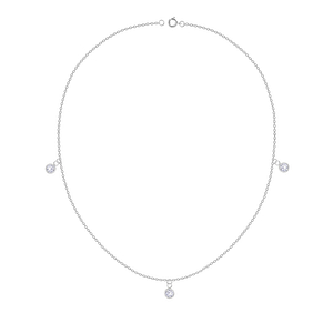 Wholesale Sterling Silver Necklace with 3 Hanging Round Cubic Zirconia - JD24546
