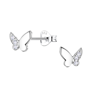 Wholesale Sterling Silver Butterfly Ear Studs - JD24423 Wholesale Sterling Silver Butterfly Ear Studs - JD24423