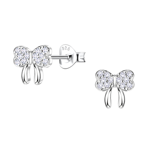 Wholesale Sterling Silver Bow Ear Studs - JD24429 Wholesale Sterling Silver Bow Ear Studs - JD24429