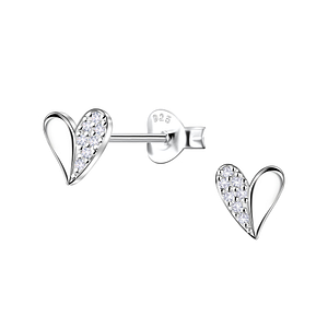 Wholesale Sterling Silver Heart Ear Studs - JD24431