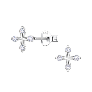 Wholesale Sterling Silver Cross Ear Studs - JD24434
