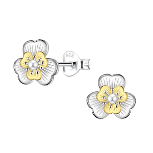 Wholesale Sterling Silver Flower Ear Studs - JD24535 Wholesale Sterling Silver Flower Ear Studs - JD24535