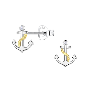 Wholesale Sterling Silver Anchor Ear Studs - JD24360 Wholesale Sterling Silver Anchor Ear Studs - JD24360