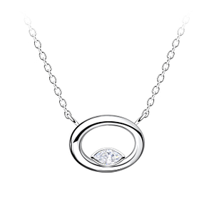 Wholesale Sterling Silver Oval Necklace - JD24159 Wholesale Sterling Silver Oval Necklace - JD24159