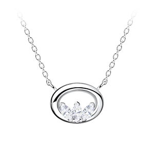 Wholesale Sterling Silver Oval Necklace - JD24161 Wholesale Sterling Silver Oval Necklace - JD24161