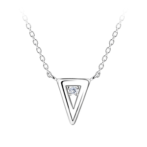 Wholesale Sterling Silver Triangle Necklace - JD24162 Wholesale Sterling Silver Triangle Necklace - JD24162