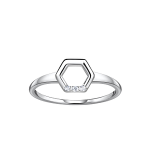 Wholesale Sterling Silver Hexagon Ring - JD24096