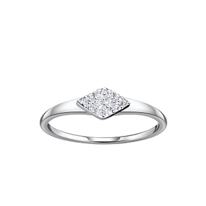 Wholesale Sterling Silver Diamond Shaped Ring - JD24101 Wholesale Sterling Silver Diamond Shaped Ring - JD24101