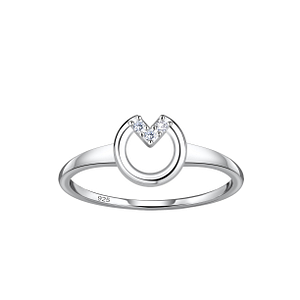 Wholesale Sterling Silver Circle V Ring - JD24106 Wholesale Sterling Silver Circle V Ring - JD24106