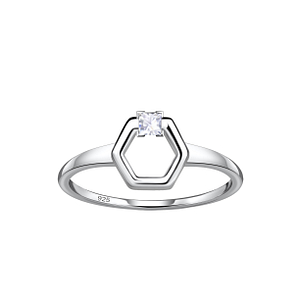 Wholesale Sterling Silver Hexagon Ring - JD24111