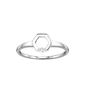 Wholesale Sterling Silver Hexagon Ring - JD24112