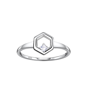 Wholesale Sterling Silver Hexagon Ring - JD24114 Wholesale Sterling Silver Hexagon Ring - JD24114