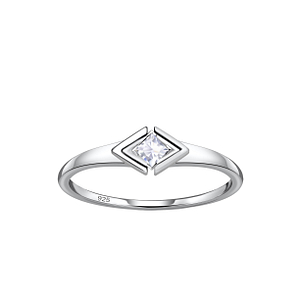 Wholesale Sterling Silver Diamond Shaped Ring - JD24116