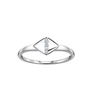 Wholesale Sterling Silver Diamond Shaped Ring - JD24117