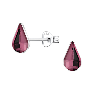 Wholesale 5x8mm Teardrop Crystal Sterling Silver Ear Studs  - JD24739
