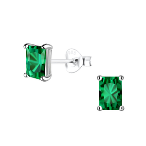 Wholesale 4x6mm Baguette Cubic Zirconia Sterling Silver Ear Studs - JD23379