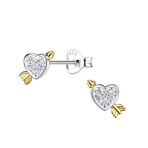 Wholesale Sterling Silver Heart Ear Studs - JD24525