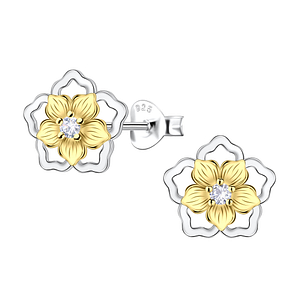 Wholesale Sterling Silver Flower Ear Studs - JD24536 Wholesale Sterling Silver Flower Ear Studs - JD24536