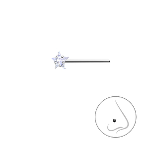 Wholesale 3mm Star Cubic Zirconia Sterling Silver Nose Stud - JD23961