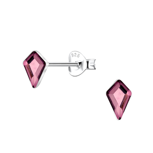 Wholesale 4x6mm Kite Shaped Crystal Sterling Silver Ear Studs - JD24738