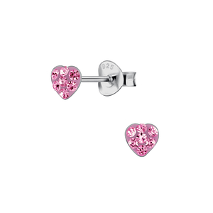 Wholesale Sterling Silver Heart Crystal Ear Studs - JD23953 Wholesale Sterling Silver Heart Crystal Ear Studs - JD23953