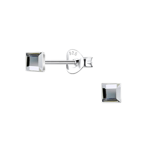 Wholesale 3mm Square Crystal Sterling Silver Ear Studs - JD24726 Wholesale 3mm Square Crystal Sterling Silver Ear Studs - JD24726