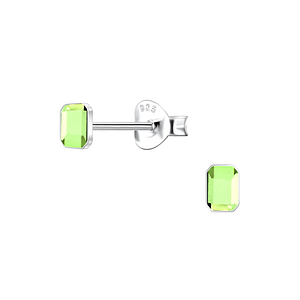 Wholesale 2.5x4mm Rectangle Cushion Crystal Sterling Silver Ear Studs - JD24729