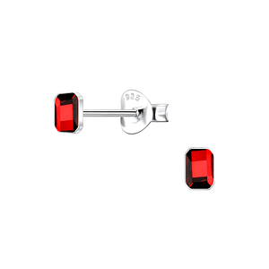 Wholesale 2.5x4mm Rectangle Cushion Crystal Sterling Silver Ear Studs - JD24729
