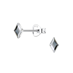 Wholesale 3x5mm Diamond Shaped Crystal Sterling Silver Ear Studs - JD24731