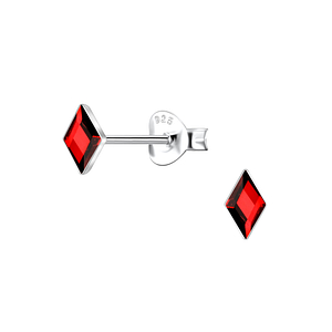 Wholesale 3x5mm Diamond Shaped Crystal Sterling Silver Ear Studs - JD24731
