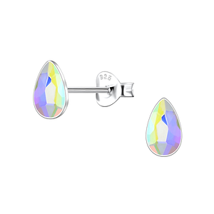 Wholesale 3x5mm Pear Crystal Sterling Silver Ear Studs - JD24732 Wholesale 3x5mm Pear Crystal Sterling Silver Ear Studs - JD24732