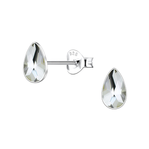Wholesale 3x5mm Pear Crystal Sterling Silver Ear Studs - JD24732 Wholesale 3x5mm Pear Crystal Sterling Silver Ear Studs - JD24732