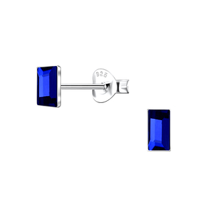 Wholesale 2x5mm Rectangle Crystal Sterling Silver Ear Studs - JD24734
