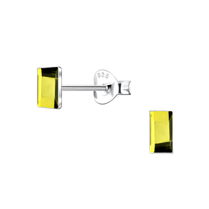 Wholesale 2x5mm Rectangle Crystal Sterling Silver Ear Studs - JD24734