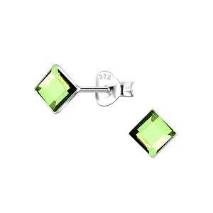 Wholesale 4mm Square Crystal Sterling Silver Ear Studs - JD24735