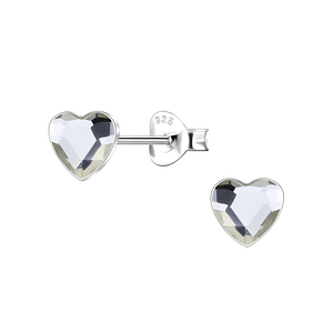 Wholesale 6mm Heart Crystal Sterling Silver Ear Studs - JD24737