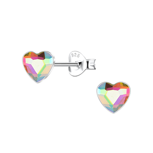 Wholesale 6mm Heart Crystal Sterling Silver Ear Studs - JD24737