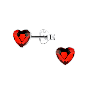 Wholesale 6mm Heart Crystal Sterling Silver Ear Studs - JD24737