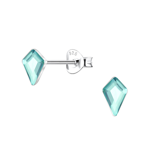 Wholesale 4x6mm Kite Shaped Crystal Sterling Silver Ear Studs - JD24738